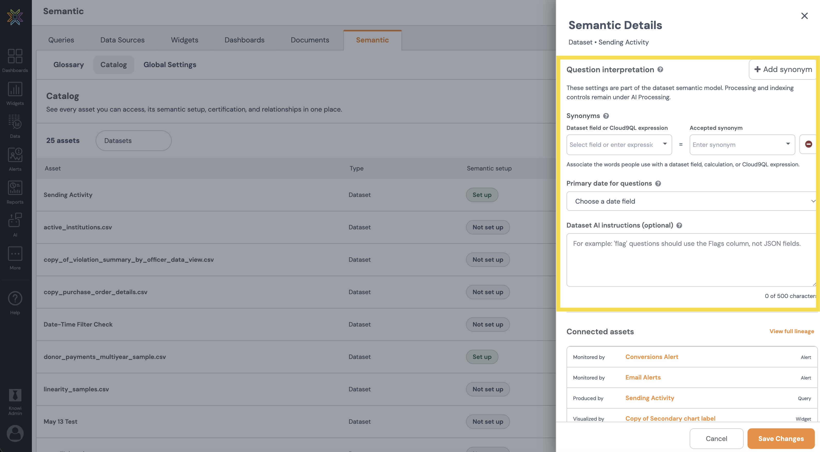 Semantic Layer Question Interpretation